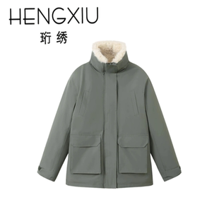 棉服外套Y 珩绣2025羔羔毛派克棉袄冬工装 T25866 妮妮推荐