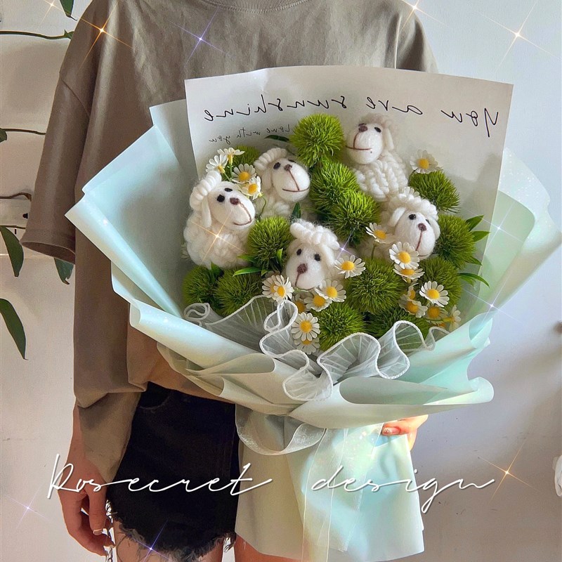 熊猫玩偶花束草莓熊乾燥花创意礼物送F女生手捧花生日毕业拍照教