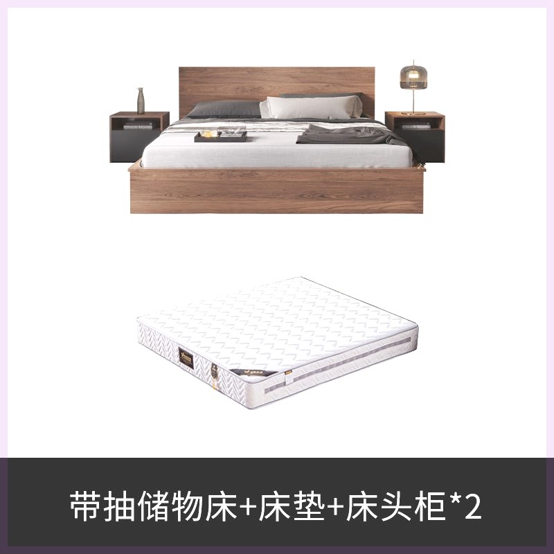 北欧轻奢双人床现代简约榻榻米日式高箱床主卧大床板W式婚床储物