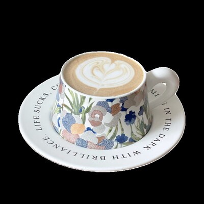 Garden设计师合作款复古鸢尾陶瓷杯碟咖啡杯下午茶拉花杯礼物