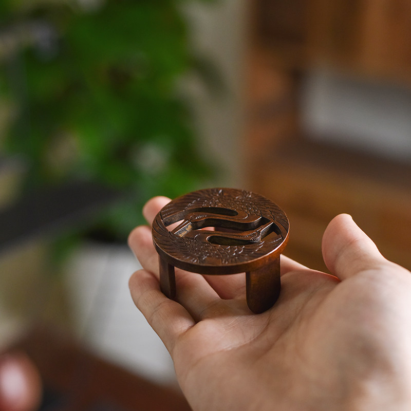 手工飞鹤铜盖置紫砂壶铁壶盖托盖子架茶搁茶托功夫茶道零配件摆件