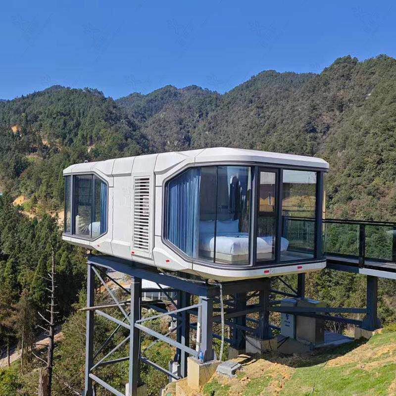 玻璃房营地咖啡馆 悬崖边网红挑战体验咖啡厅 悬空太空舱咖啡屋