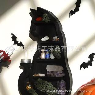 跨境Cat in the Moon Crystal Wooden Shelf月亮猫水晶木架收纳架