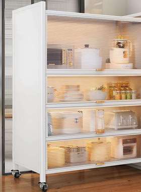 思德来厨房置物架多层带柜门橱柜多功能微波炉支持跨境