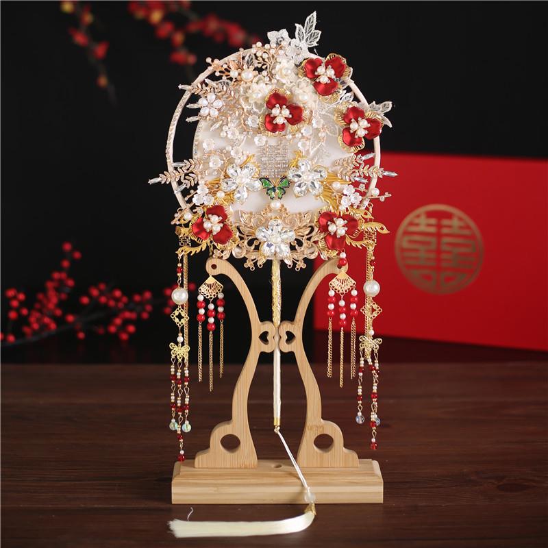 新娘喜扇秀禾服团扇结婚婚礼团扇古风扇子出嫁扇喜字扇中式手捧花