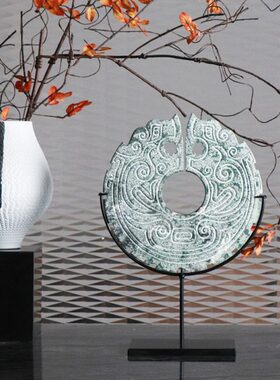 书房玉浅手工雕刻璧样板房酒店装饰品摆件艺术博古架中式家居龙绿