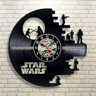 3D镂空星球大战黑胶唱片钟乙烯基家居装饰黑胶挂钟复古创意钟礼品