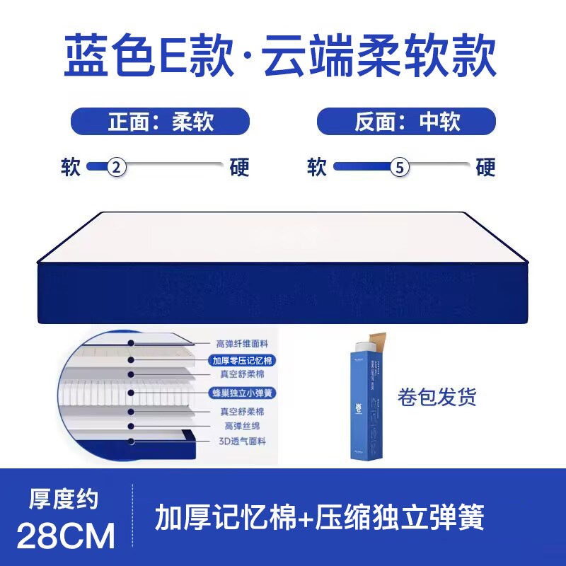 压缩卷包盒子床垫独立弹簧乳胶厚20cFm席梦思记忆棉家用卧室软床