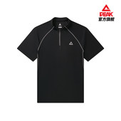 官方正品 匹克休闲运动风男士 夏季 户外短袖 短袖 速干吸汗黑色POLO衫