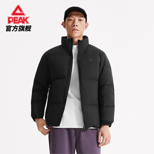 匹克官方正品运动风立领短款羽绒服男黑色加厚保暖百搭官方正品