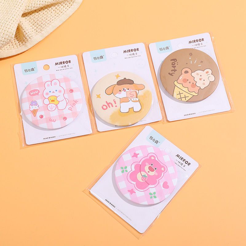 卡通迷你小圆镜便携创意随身化妆高清旅行圆形镜子实用可爱礼品