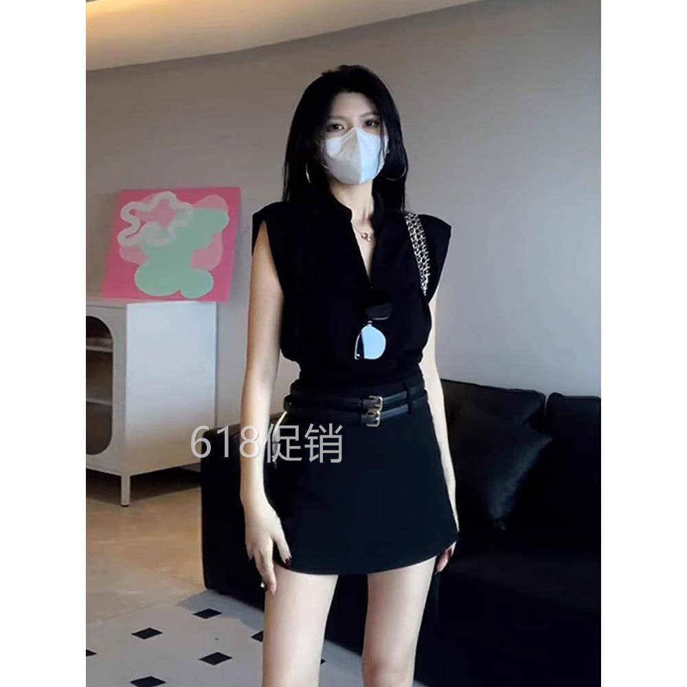 夏日女性黑色套装裙,小高腰a字裙,性感紧身裙,皇家姐妹式短裙