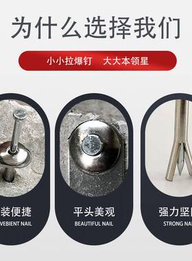 膨胀螺丝打入式敲击快速钉美式大头爆炸螺栓拉爆固定专用内膨胀钉