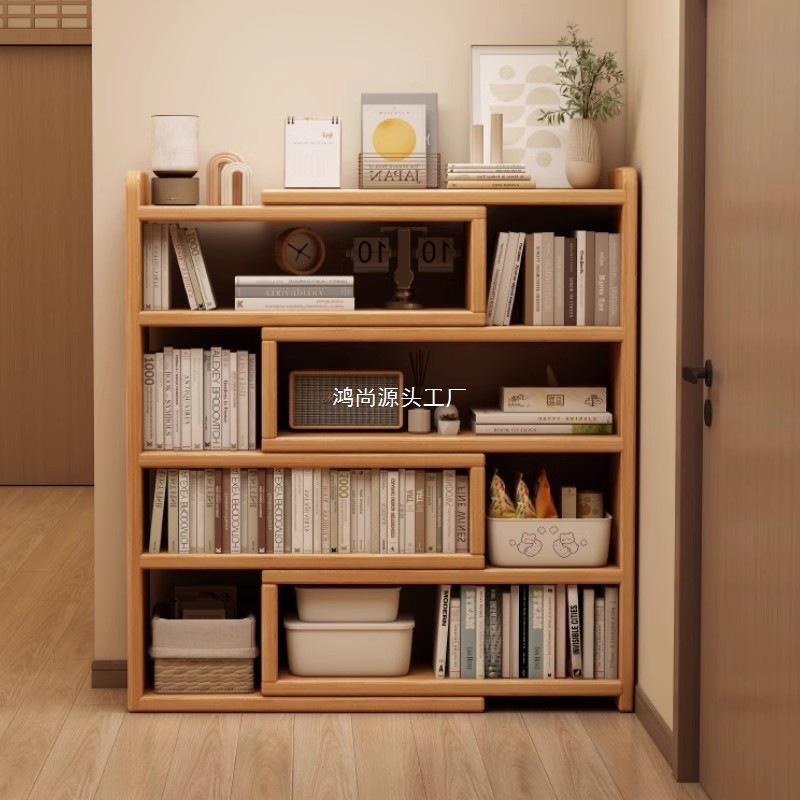 落地置物架书架简易客厅多层收纳书柜桌面伸缩一体储物柜转角书柜