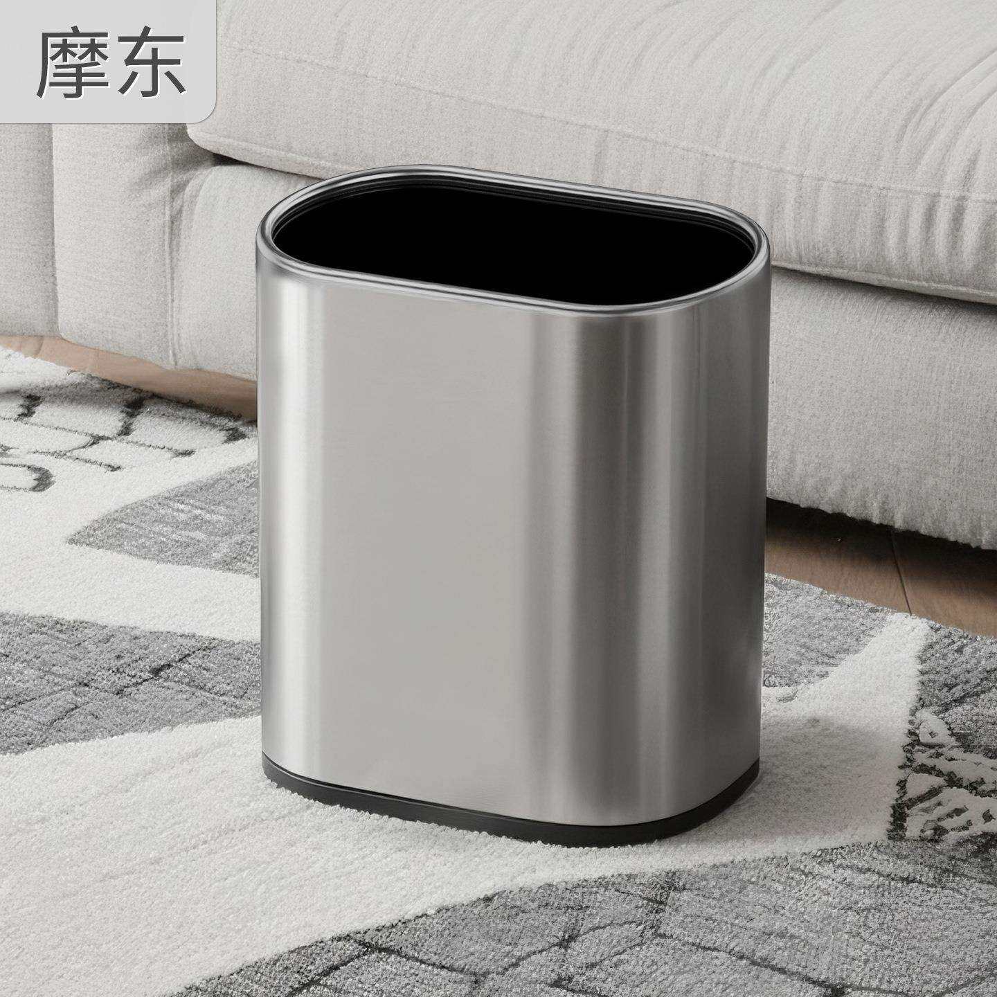 不锈钢夹缝垃圾桶家用轻奢酒店卫生间专用厕所直投窄缝桶客厅无盖