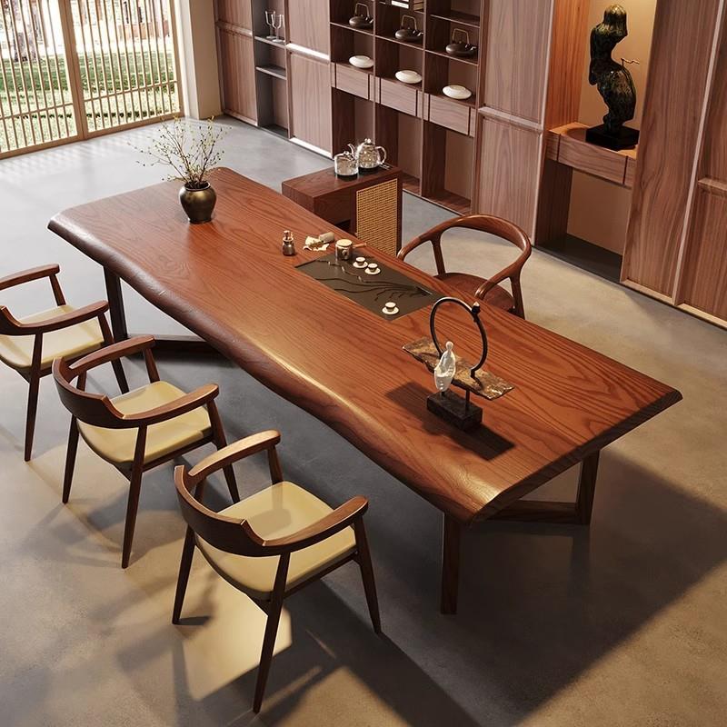 2025新款高端全实木茶桌茶室办公室茶台桌椅组合带茶盘一体嵌入式