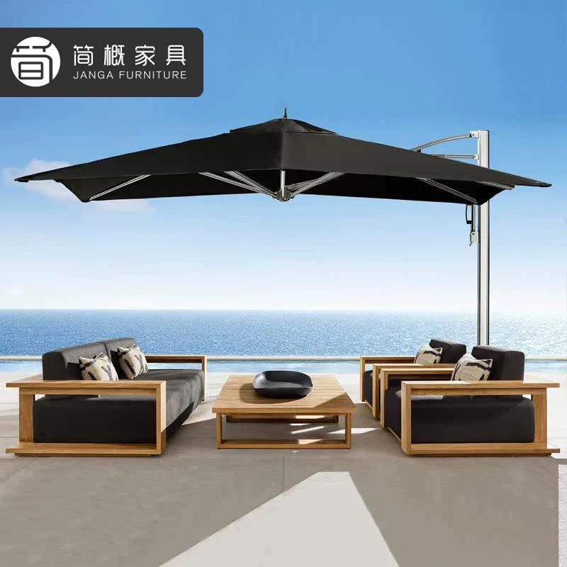 高端别墅柚木沙发庭院花园茶几沙发家具组合休闲金属沙发椅组合