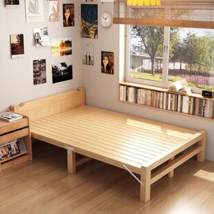 单人床北欧实木床折叠床家用2米1米1简易主卧床5加厚双人床出租屋