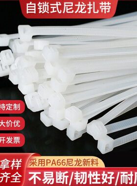 自锁式尼龙扎带3*80-8*500塑料固定扎线带电线捆扎线束带白色
