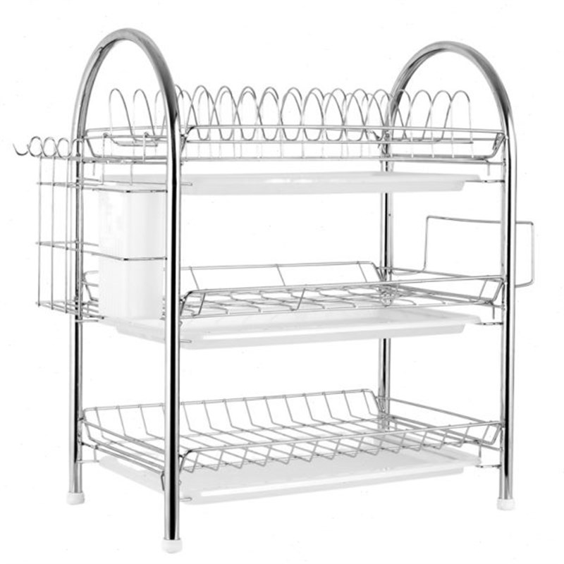 甄选不锈钢色碗架沥水碗架盘子凉晾放控水架厨房R置物架装碗筷收