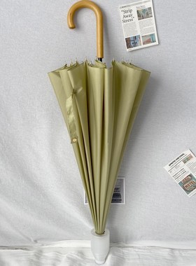 16骨长柄雨伞双人复m古民宿风女白色伞自动加粗加固定制广告伞LOG