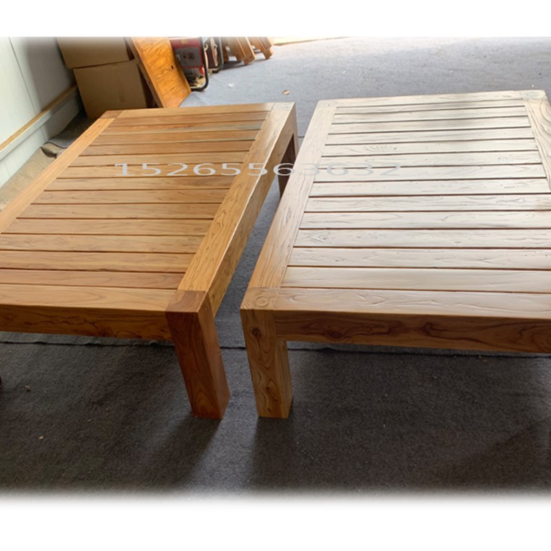 纯实木榻榻米床地炕地台矮床民宿老榆木H家具无床头双人单人架子