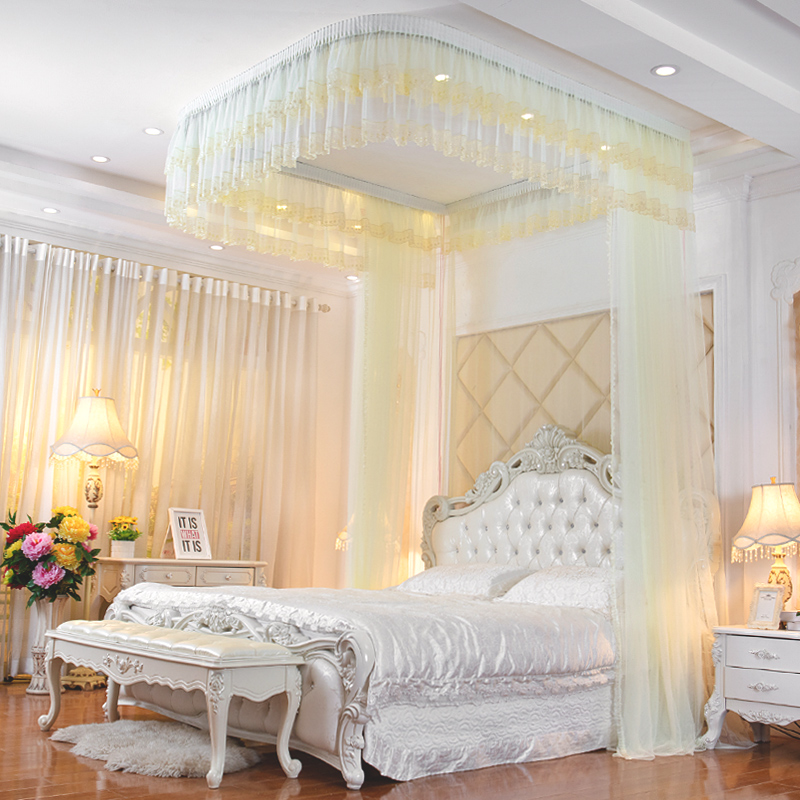 U型导轨蚊帐f1.8x2米加固吊顶吸顶轨道1.5米床家用双人拉幕式支架