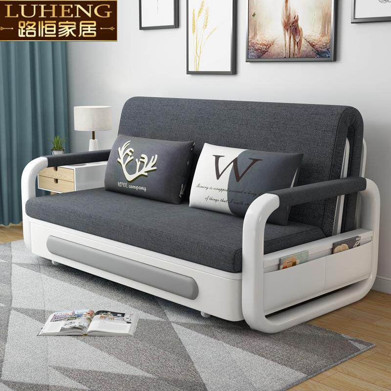 多功能沙发床现代简约小户型公寓办公室折叠储物铁艺布艺沙发床