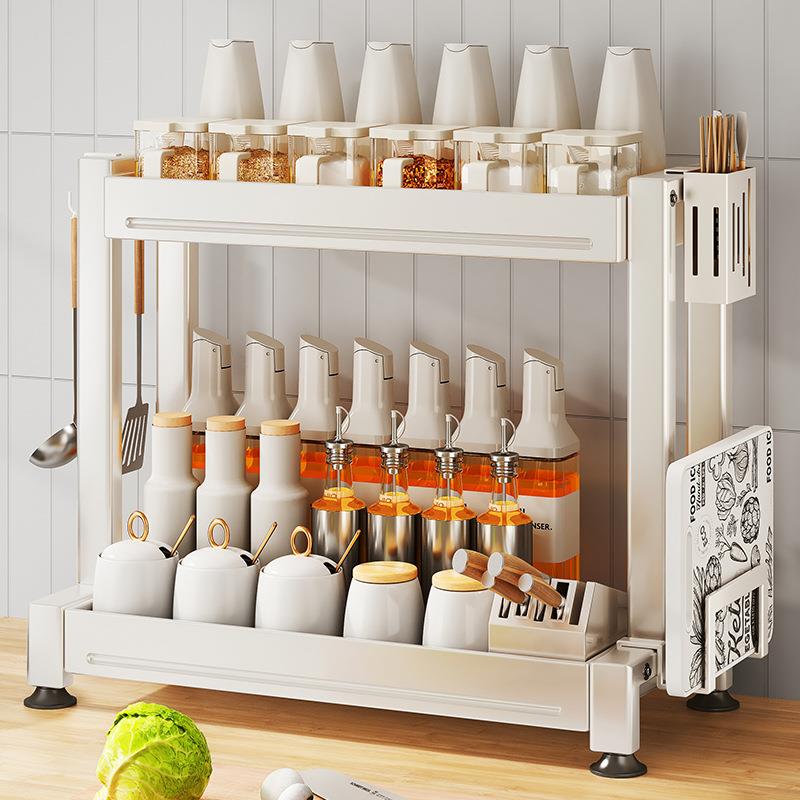 白色厨房调味品置物架多功能台面放油盐酱醋收纳盒瓶罐调料架子