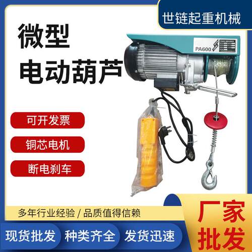 220V微型电动葫芦pa400PA600家用吊机小型提升机钢丝绳电动葫芦