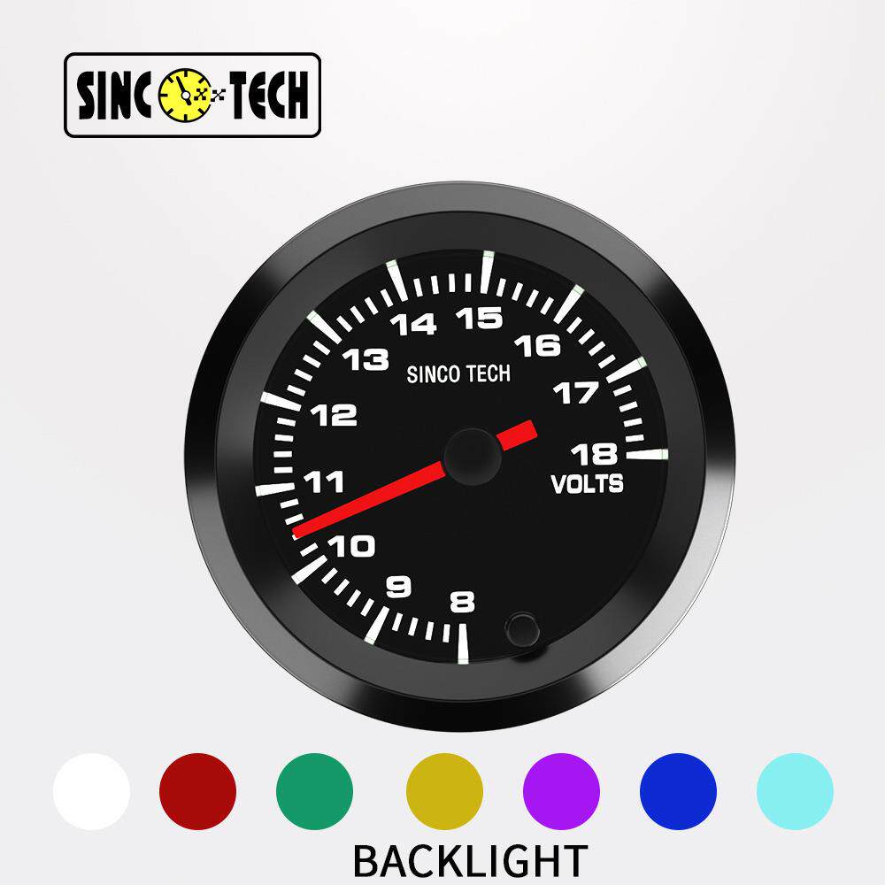 SINCOTECH 高速步进电机2吋7彩可调赛车电压表黑色52mm DO6377