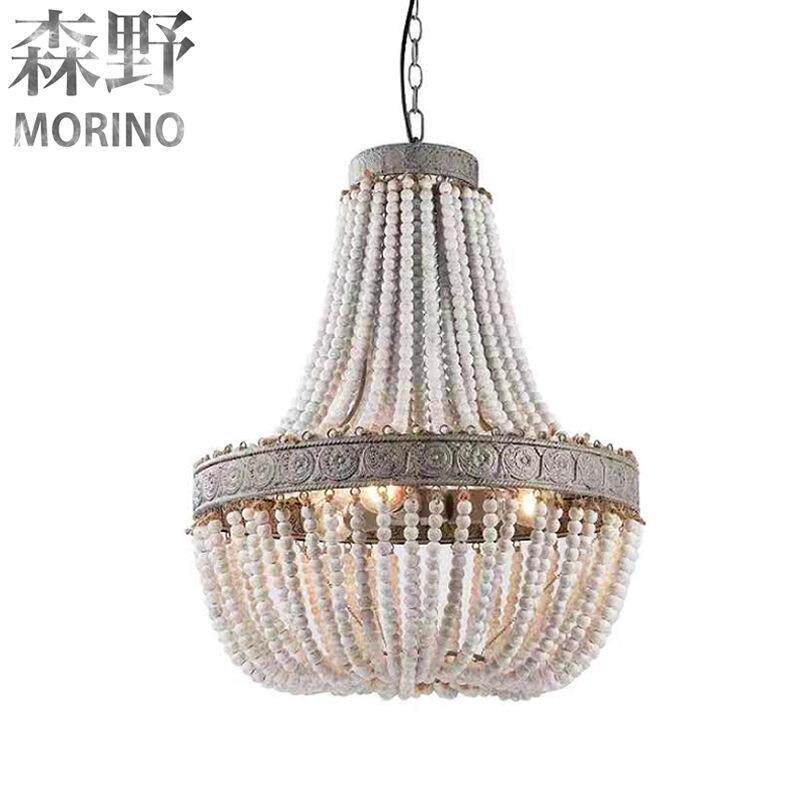 森野照明 美式乡村木头灯客厅卧室别墅民宿阳台创意法式木头吊灯