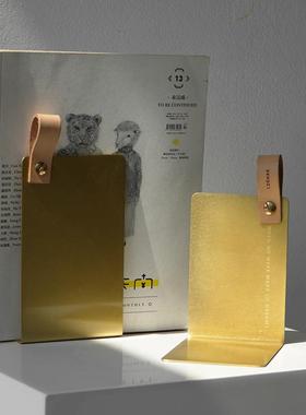 现代轻奢创意L型金属书靠书档样板房售楼处书房书桌装饰品摆设