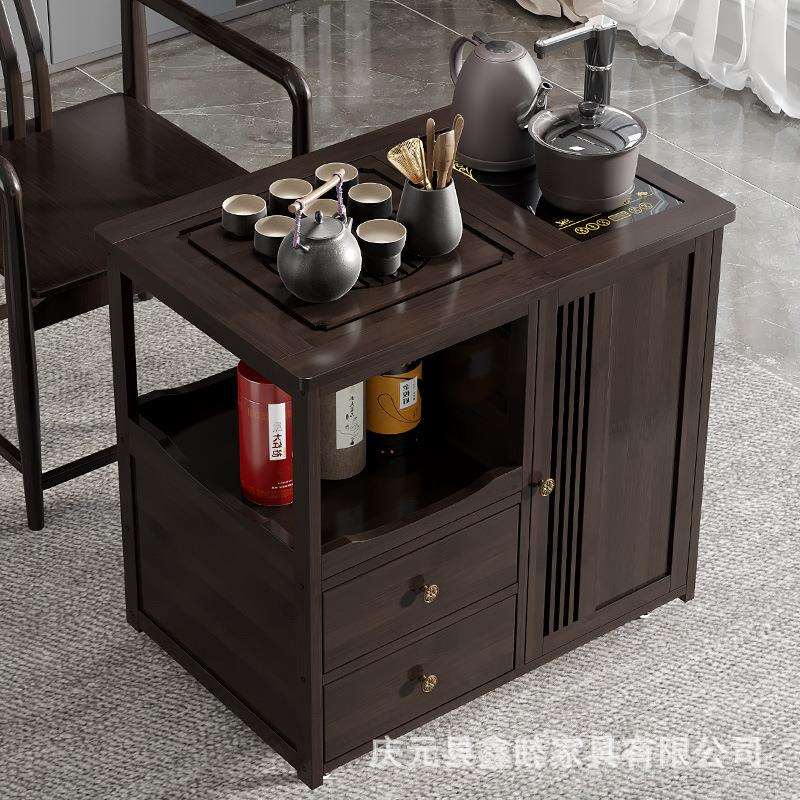 移动茶桌家用小茶台阳台竹木茶车茶具套装全自动烧水壶一体泡茶台