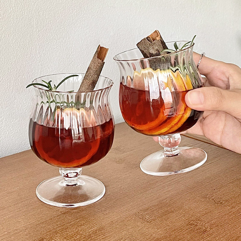 法式热红酒杯浆果子甜酒杯果酒杯复古中古杯高脚杯玻璃杯香槟杯子