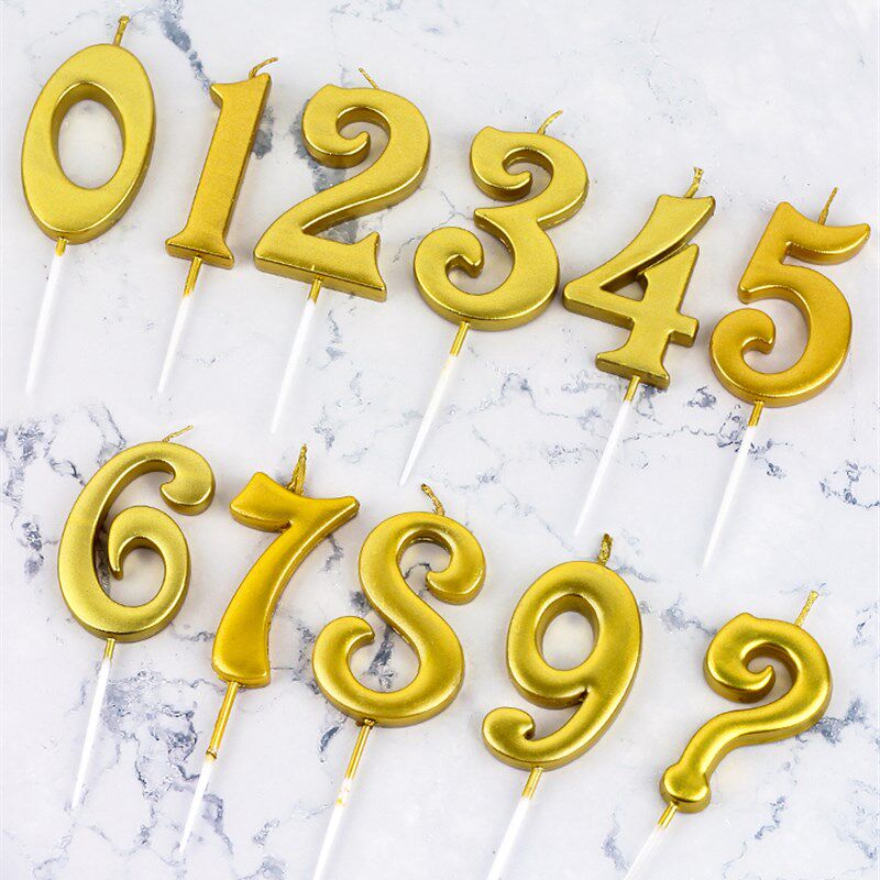 镀金生日蛋糕数字蜡烛单个0-9儿童成人装饰摆件装扮盒装蜡烛50盒