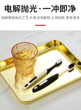 304不锈钢平底托盘肠粉盘饺子方盘长方形金色韩式烧烤盘凉皮蒸盘
