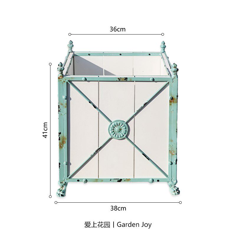 爱上花园丨园艺杂货 花园庭院装饰摆件 四方兽爪长矛铁框木箱花盆