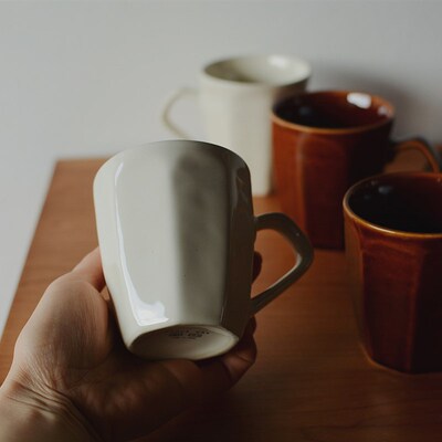 收集时光 Camus say中古感法式棕白马克杯 陶瓷咖啡杯拿铁杯 包邮