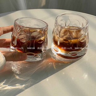 佛面威士忌酒杯复古ins风玻璃杯浓缩冰美式拿铁咖啡杯冷萃饮品杯