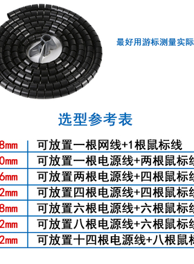 电线收纳整理包线管 电脑网线缠线管电缆线保护套缠绕管1卷送夹子