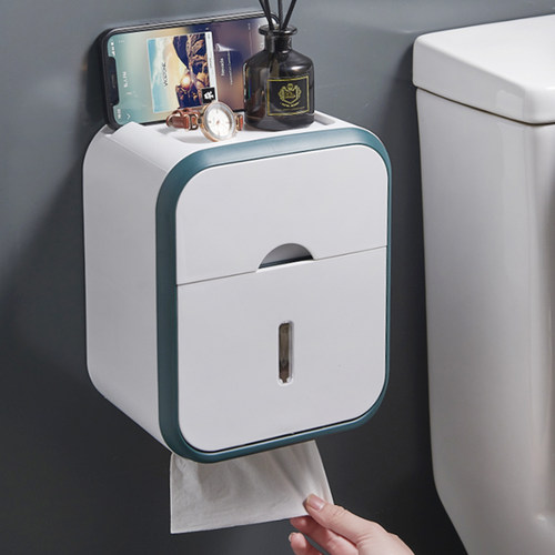 纸巾盒厕所卫生间l壁挂式防水免打孔卫生纸抽纸盒卷纸盒创意置物