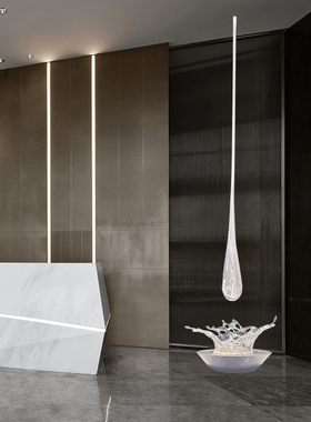 酒店大堂售楼处透明树脂水滴吊饰B摆件创意水纹雕塑落地装饰品定