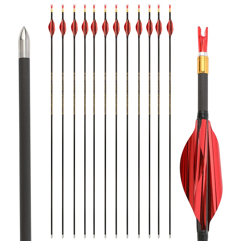 螺旋羽4.2千一k千三碳素箭反曲弓复合弓竞技比赛练习射准纯碳箭支