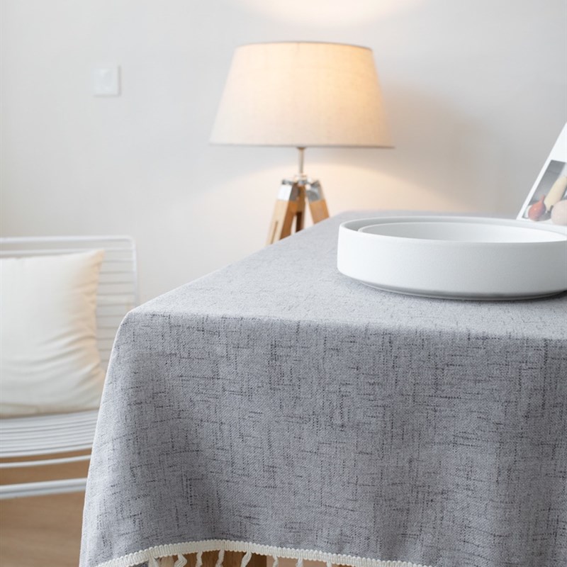 棉麻布艺茶几盖巾文艺复古桌布电视柜北欧流苏Q餐桌台布家用长桌