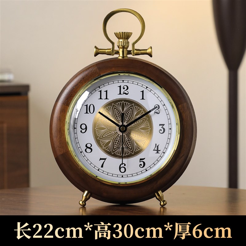 覆古实木座钟客厅简约时钟电视柜桌面摆件I摆放式钟表高级感台式