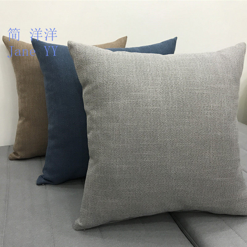 纯色亚麻靠垫抱枕沙发p护腰靠枕家居大靠枕办公室汽车椅靠背含芯