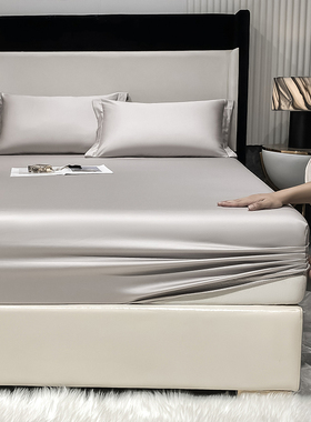 100s支长绒棉纯色白色灰色床笠单件贡缎床罩棕垫席W梦思床垫保护