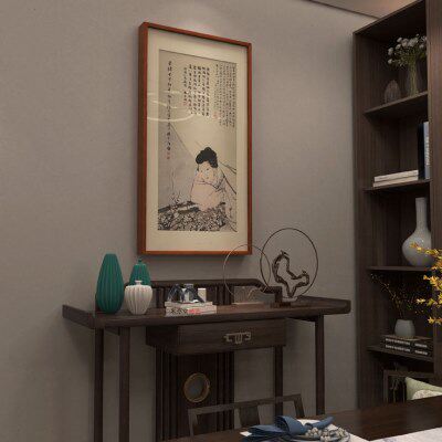 女餐厅 任伯年人物米新中式梅花图水墨仕堂x国画亦书房玄关挂画