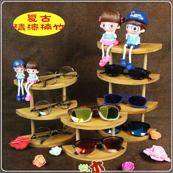 展示架木质复古陈列橱窗装饰实木潮品道具摆件眼镜清漆竹太阳眼镜